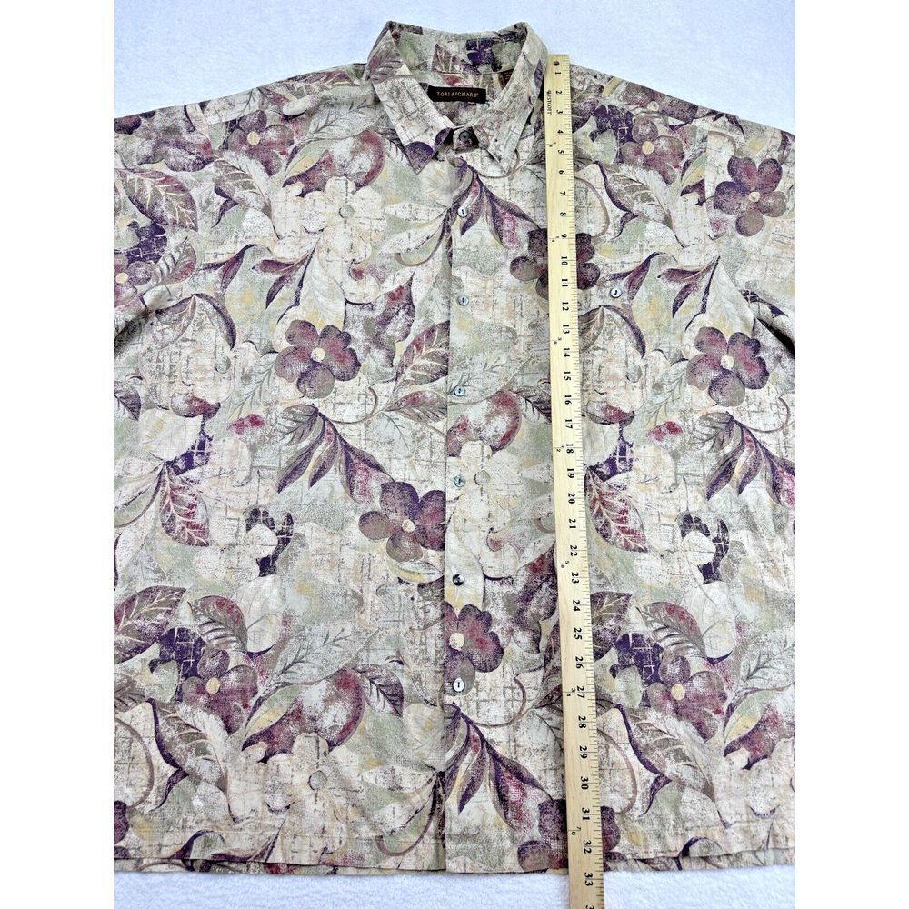 Tori Richard Tropical Leaf Red Hawaiian Button Shirt Floral Botany Lawn 4XB. - Picture 5 of 8